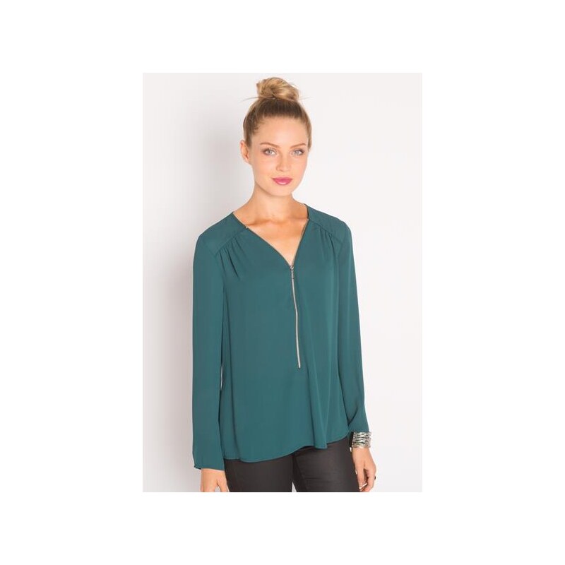 Tunique city col zippé Vert Polyester - Femme Taille 0 - Cache Cache