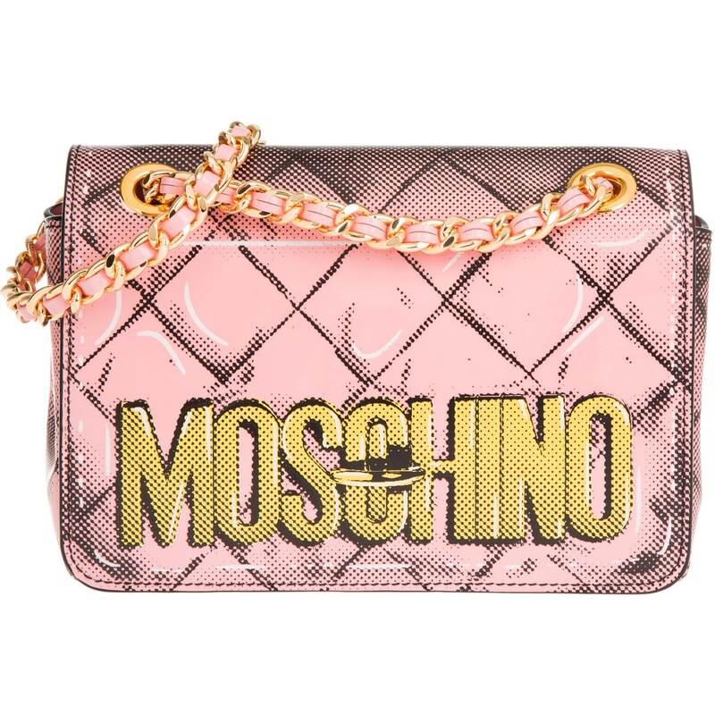 Moschino Sacs à Bandoulière, Pop Art Calf Leather Pochette Pink en rose pâle