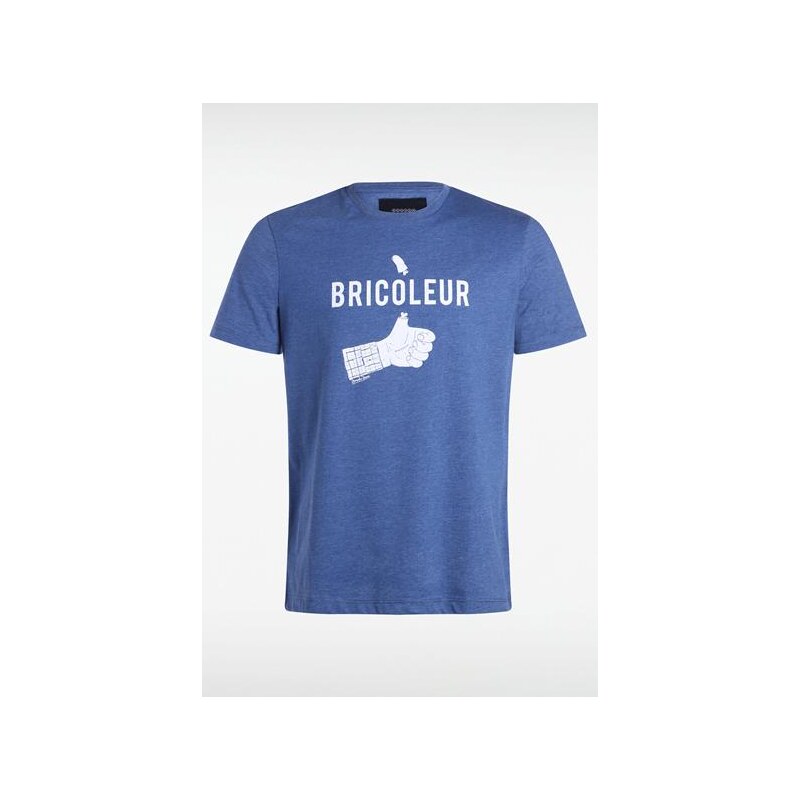 T-shirt homme maille moulinée Bricoleur Bleu Coton - Homme Taille S - Bonobo