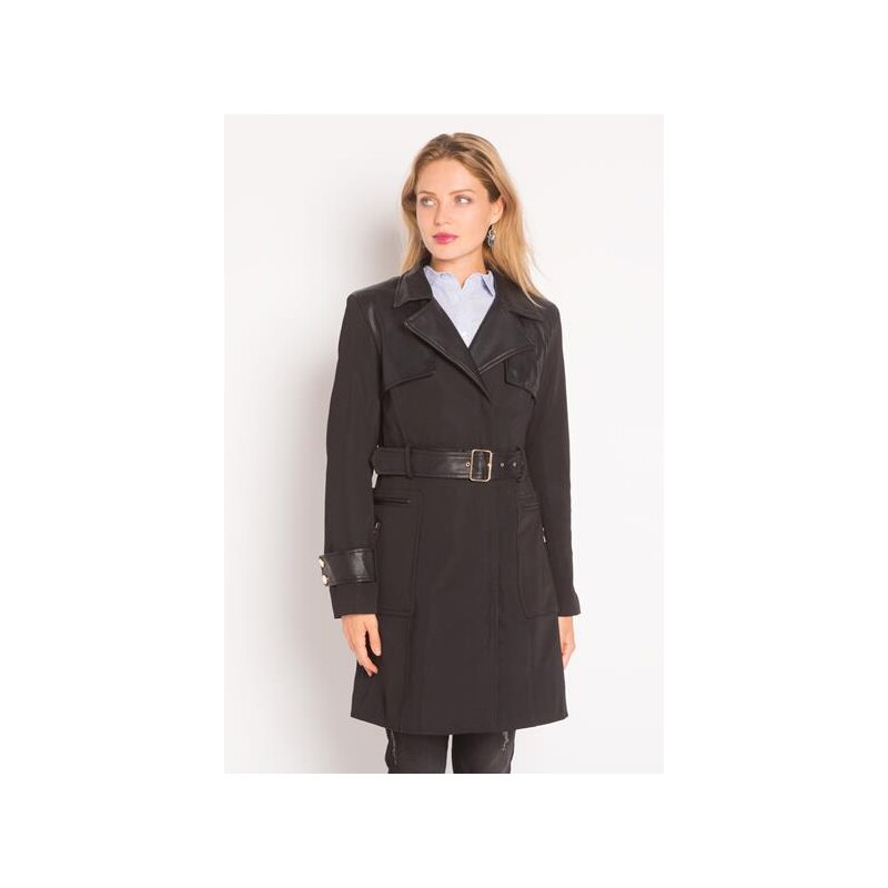 Trench-coat bimatière Noir Elasthanne - Femme Taille 1 - Cache Cache