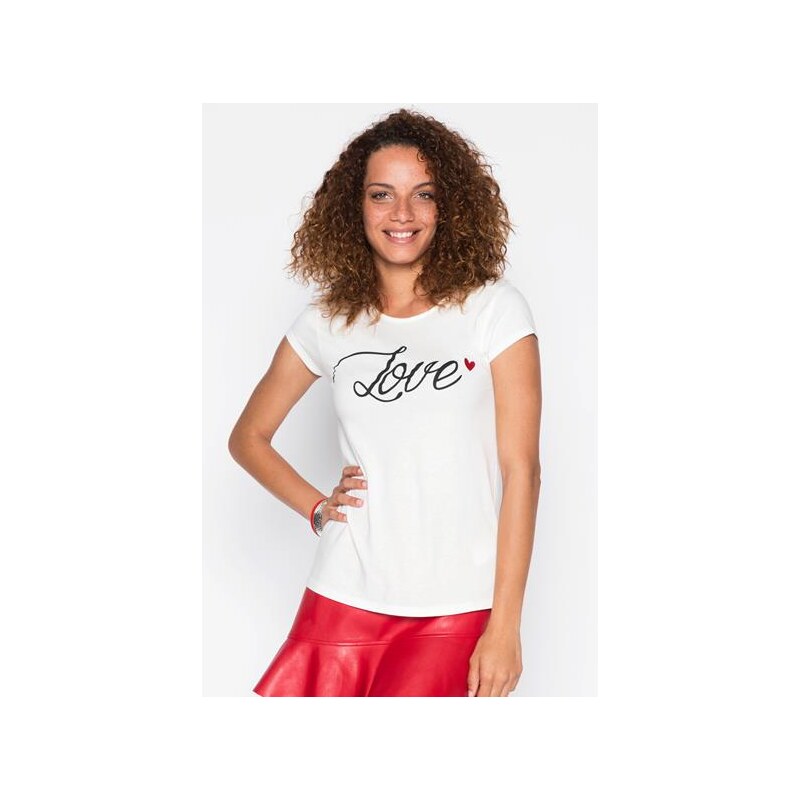 T-shirt Love dentelle dos Blanc Viscose - Femme Taille 2 - Cache Cache