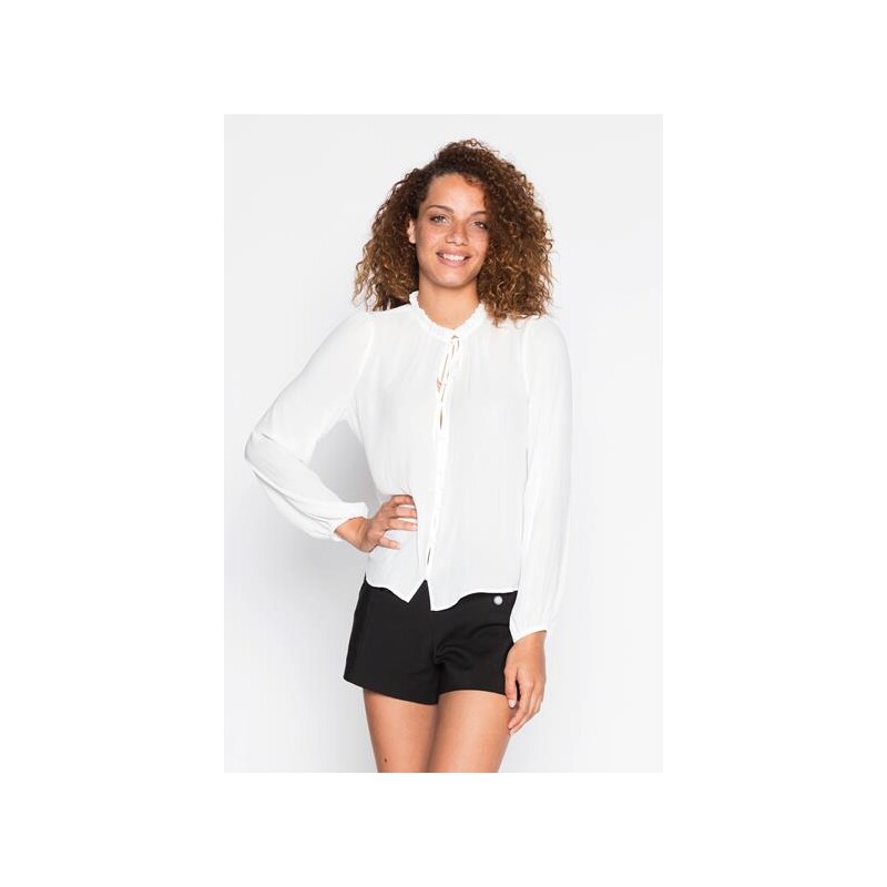 Chemise col ruché unie Blanc Polyester - Femme Taille 1 - Cache Cache