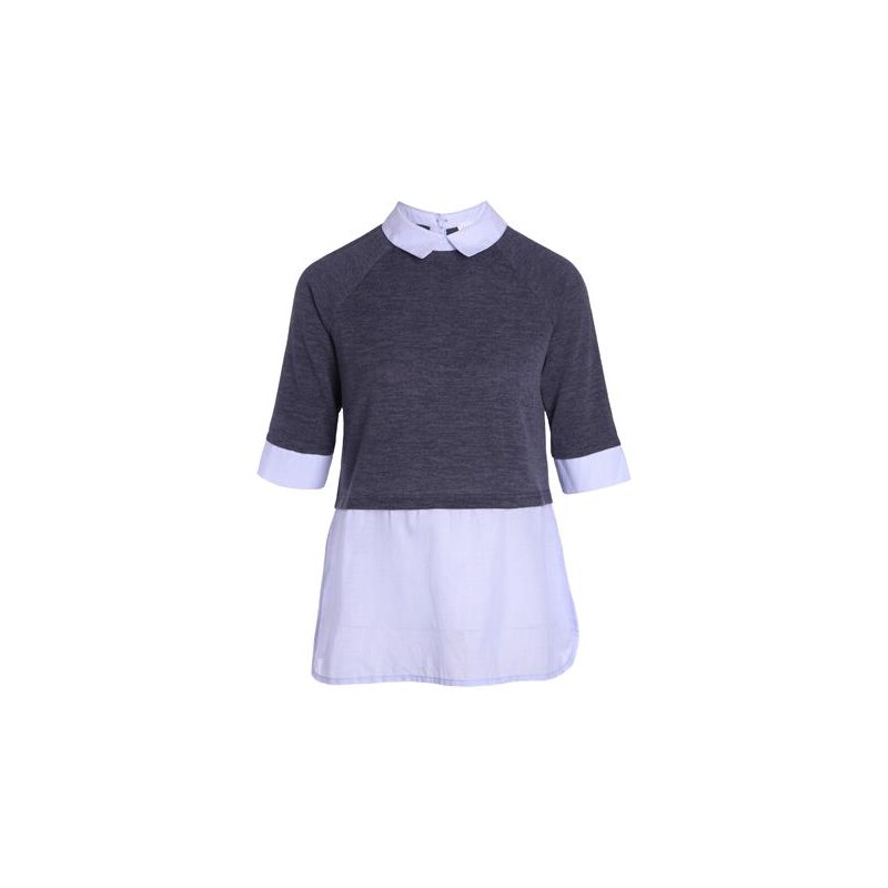 Pull chemise 2 en 1 Gris Coton - Femme Taille 1 - Cache Cache