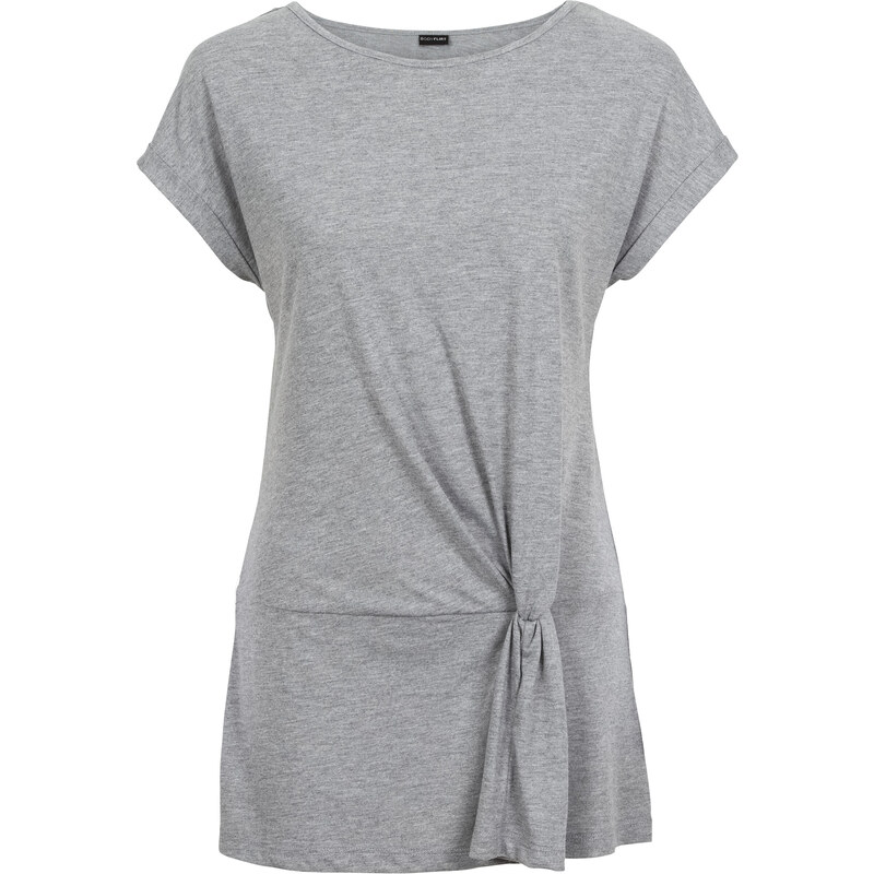 BODYFLIRT T-shirt noué gris femme - bonprix