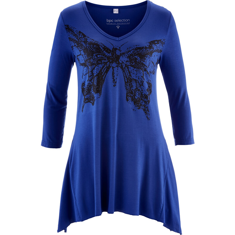 bpc selection T-shirt à manches longues finition en pointe bleu femme - bonprix