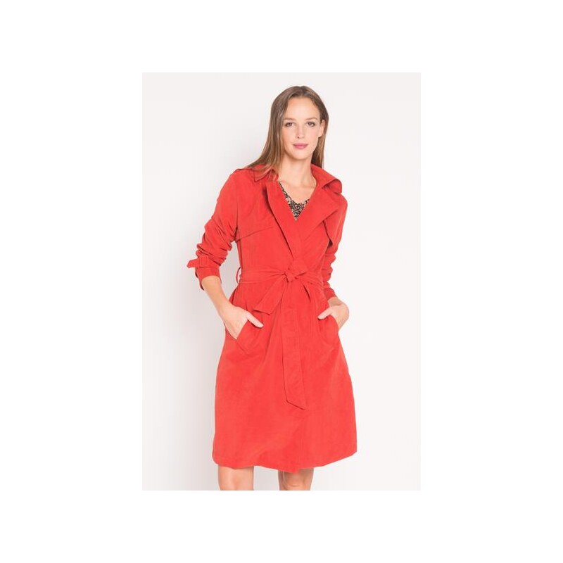 Trench-coat fluide effet peau Rouge Polyester - Femme Taille 1 - Cache Cache