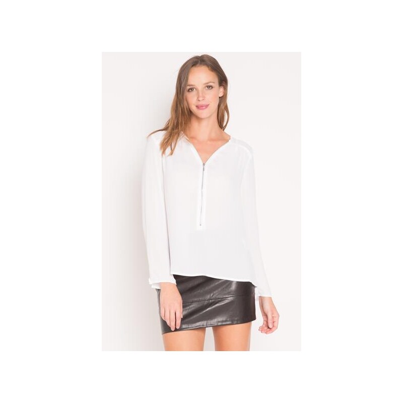 Tunique city col zippé Blanc Polyester - Femme Taille 0 - Cache Cache
