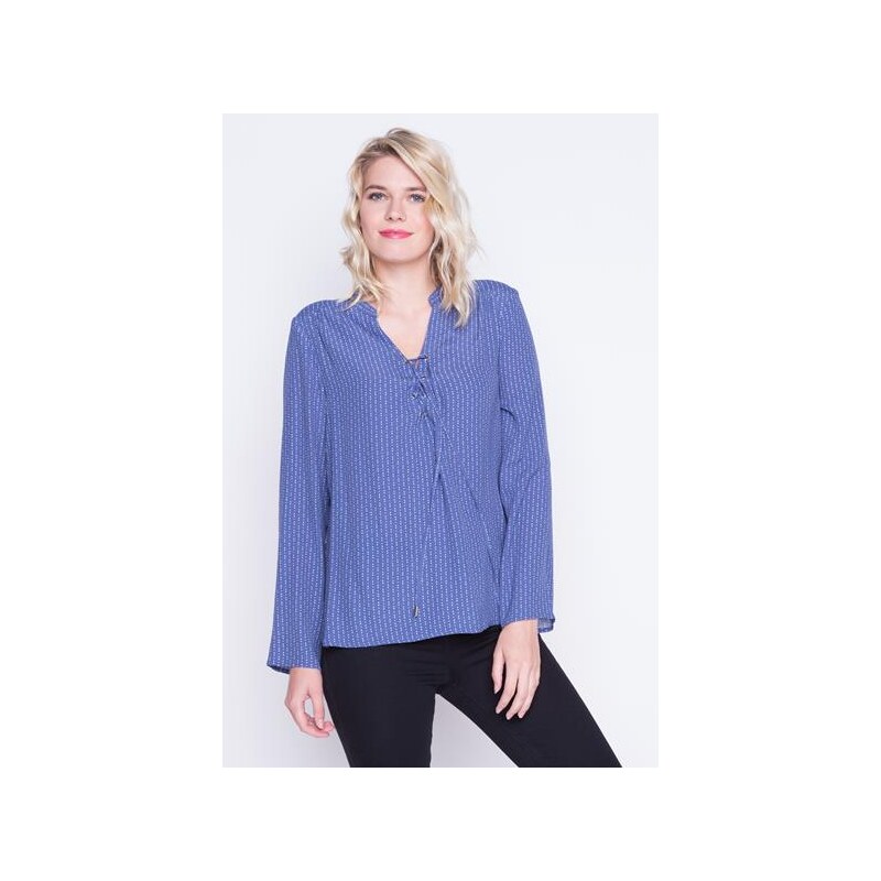 Blouse imprimé avec laçage Bleu Polyester - Femme Taille 1 - Cache Cache