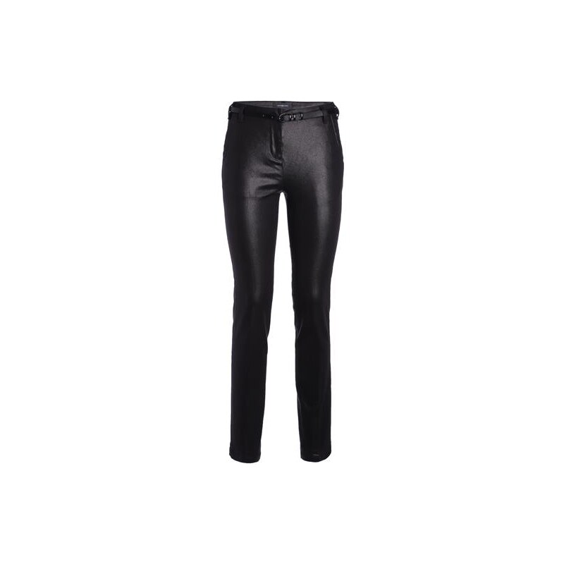 Pantalon chino fit enduit Noir Coton - Femme Taille 34 - Cache Cache