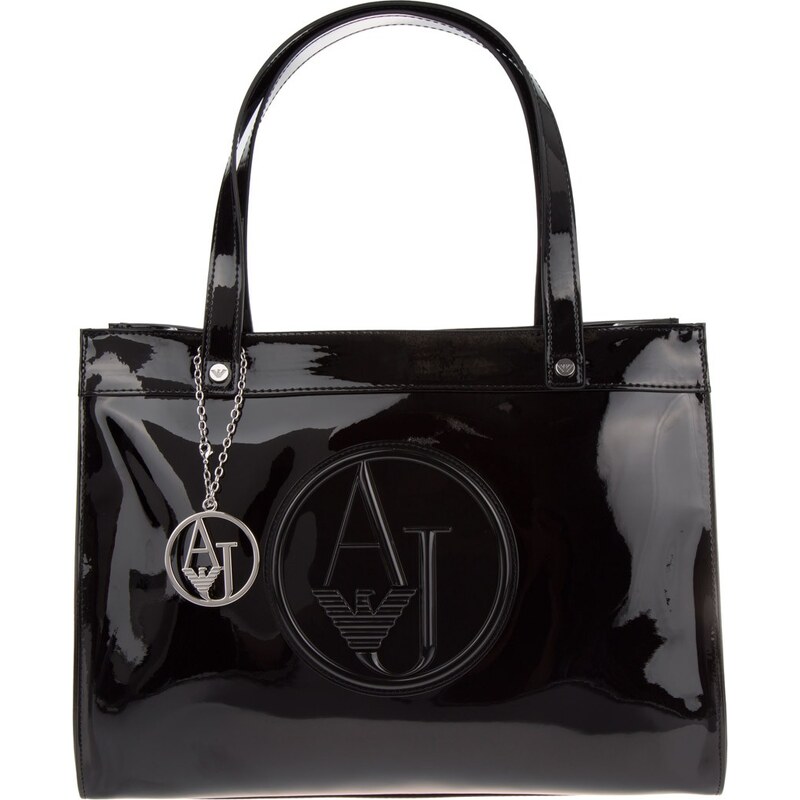 Armani Jeans Sacs à Bandoulière, PVC Logo Shopper Black en noir