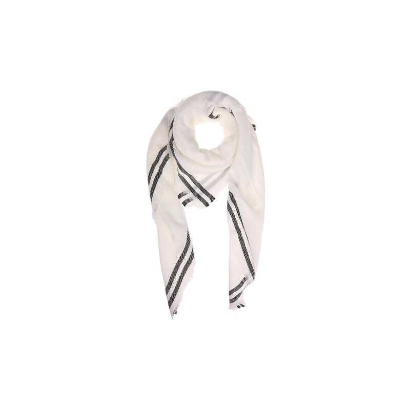 Foulard carré rayures bicolore Blanc Acrylique - Femme Taille T.U - Cache Cache