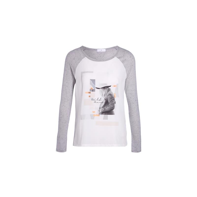 T-shirt imprimé photo manches mouchetées Gris Viscose - Femme Taille 0 - Cache Cache