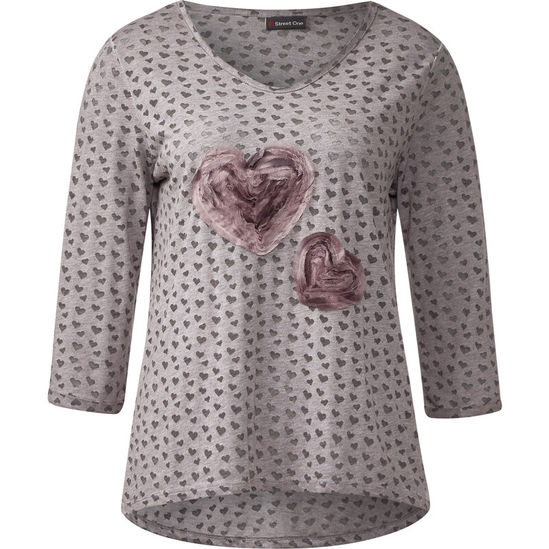 Street One - T-shirt à cœurs Celina - tender rose