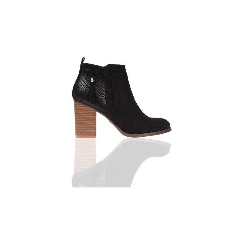 Boots à talon bi-matières Noir Synthetique (polyurethane) - Femme Taille 36 - Cache Cache