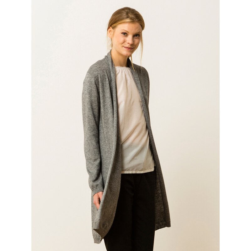 Gilet Long Femme Maille Douce Coupe Cardicool Somewhere, Couleur Gris Chine