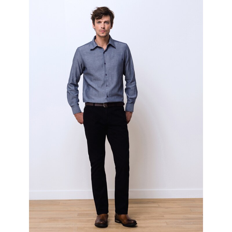 Pantalon Homme Coton/élasthanne Garment Dyed Straight Gamo Noir Somewhere, Couleur Noir