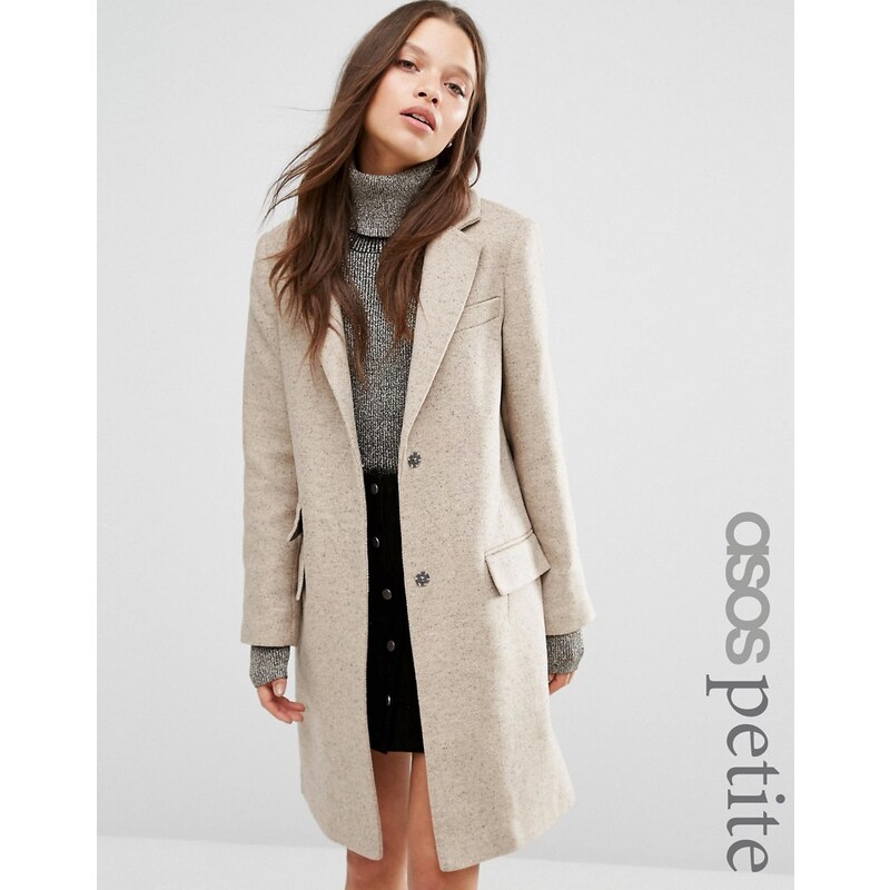 ASOS PETITE - Manteau cintré en laine mélangée avec poches - Noir