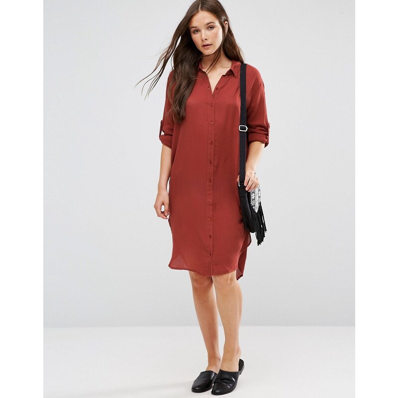 b.Young - Robe chemise à manches 3/4 - Marron