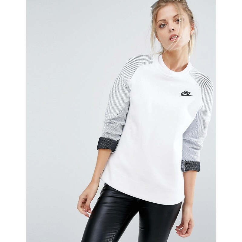 Nike - Premium - Sweat ras de cou à empiècements - Blanc