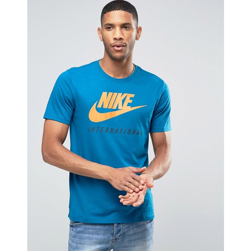 Nike - 803891-301 - T-shirt avec logo International - Bleu - Vert