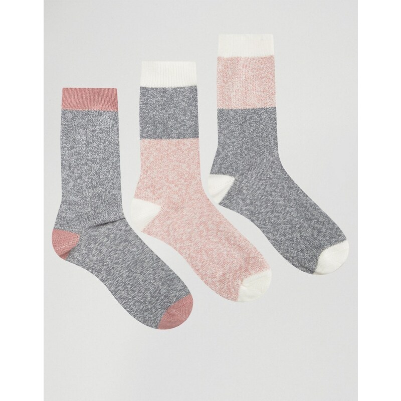 ASOS - Lot de 3 paires de chaussettes pour bottes avec empiècements rose - Multi
