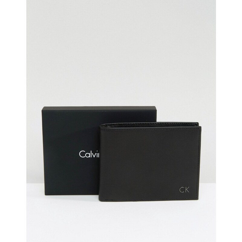 Calvin Klein - Leon 8CC - Portefeuille pour billets en cuir - Noir