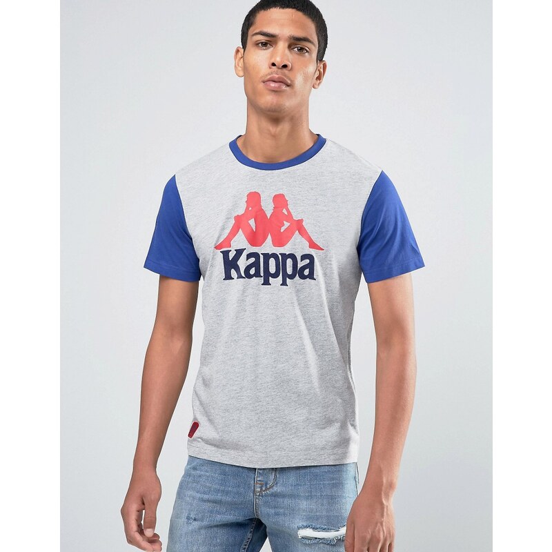 Kappa - T-shirt avec grand logo - Gris