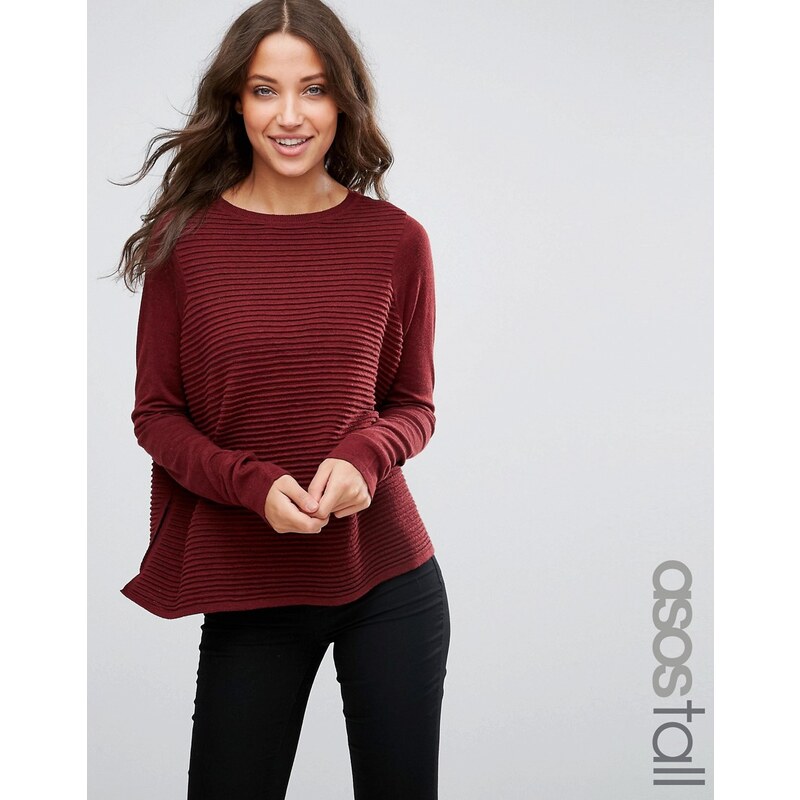 ASOS TALL - Pull en maille ondulée - Rouge