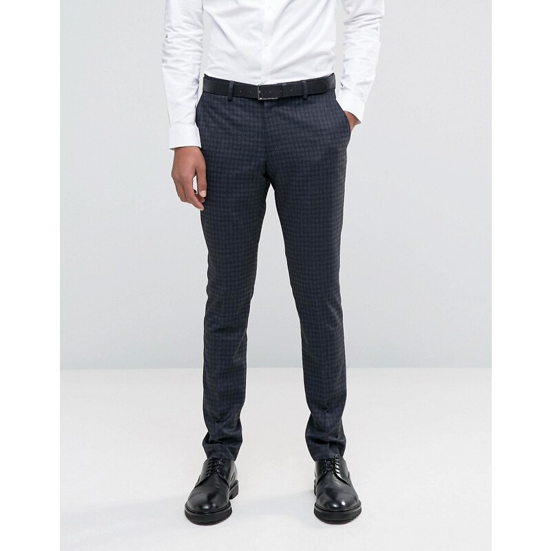 Selected Homme - Pantalon de costume ajusté à carreaux flanelle ton sur ton - Gris