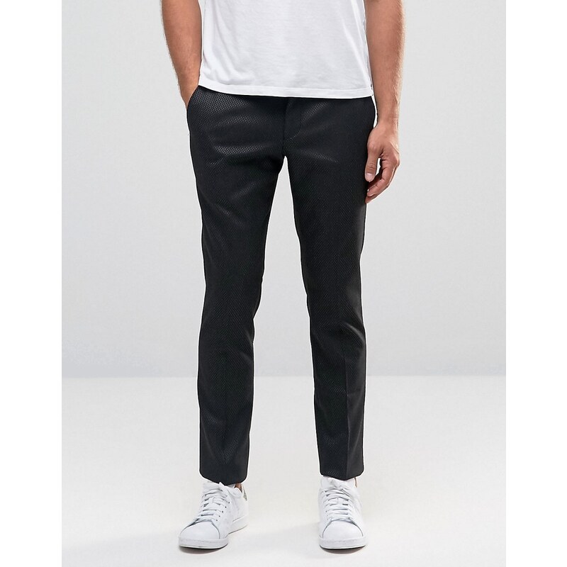 Selected Homme - Pantalon stretch skinny texturé - Noir