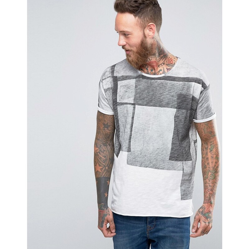 Nudie Jeans Nudie - T-shirt collage avec ourlet brut - Gris