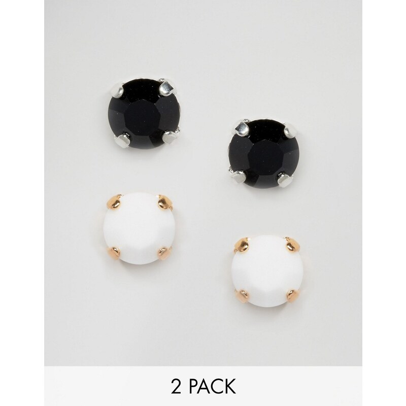 Krystal - 2 paires de boucles d'oreilles à cristaux Swarovski - Noir