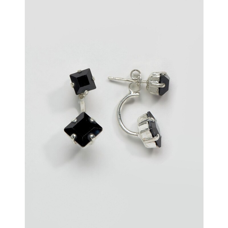 Krystal - Boucles d'oreilles carrées avec cube en cristal Swarovski - Noir