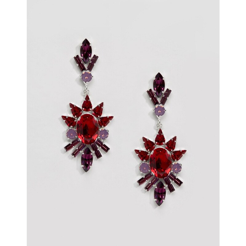 Krystal - Boucles d'oreilles articulées à pointes ornées de cristaux Swarovski - Rouge