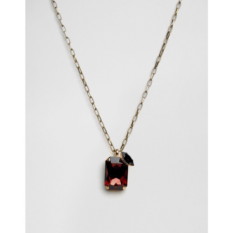 Krystal - Collier à pendentif rectangulaire en cristal Swarovski - Rouge