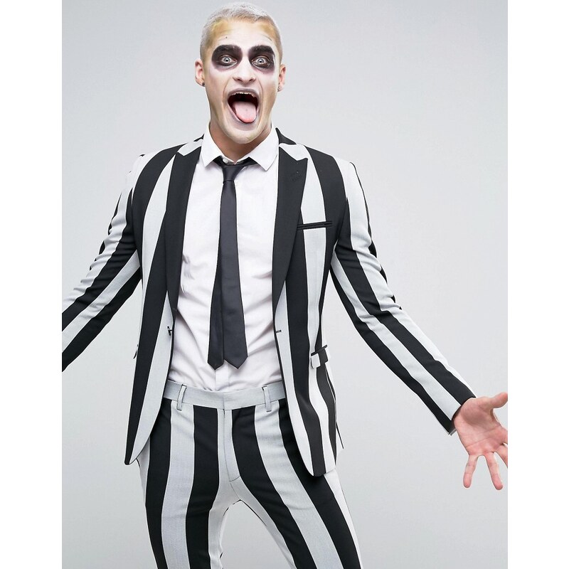 ASOS - Veste de costume ultra slim à rayures - Noir et blanc - Multi