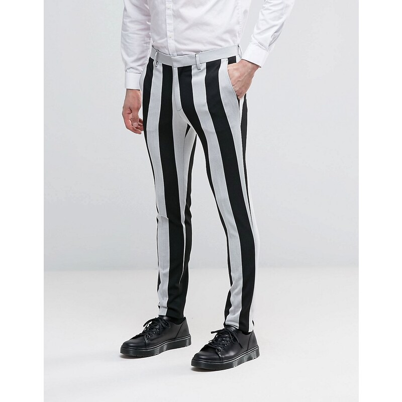 ASOS - Pantalon super skinny style Halloween - Rayé noir et blanc - Multi