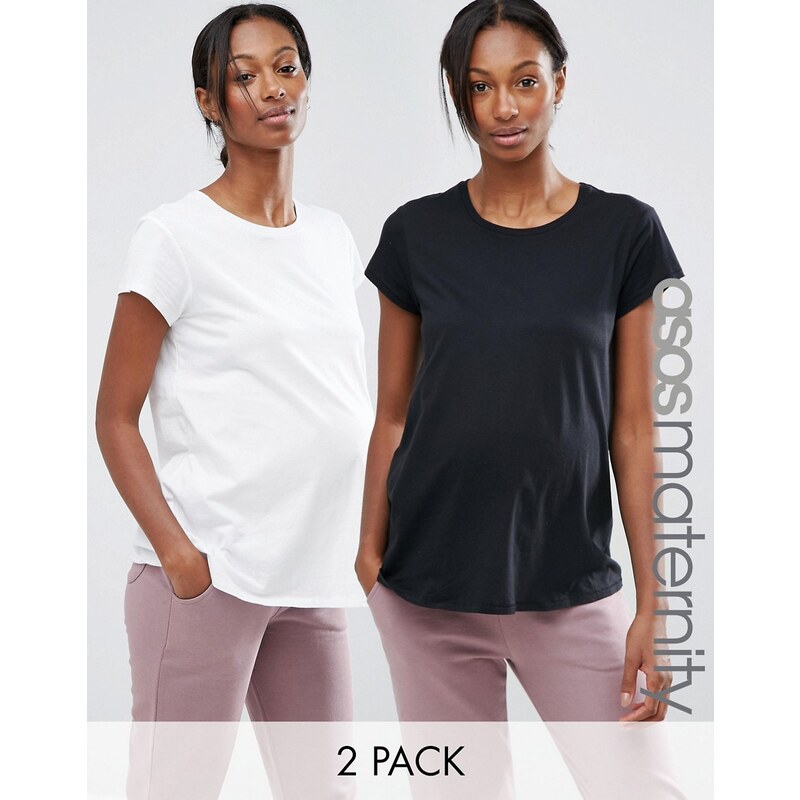 ASOS Maternity - Lot de 2 t-shirts ras de cou - Multi