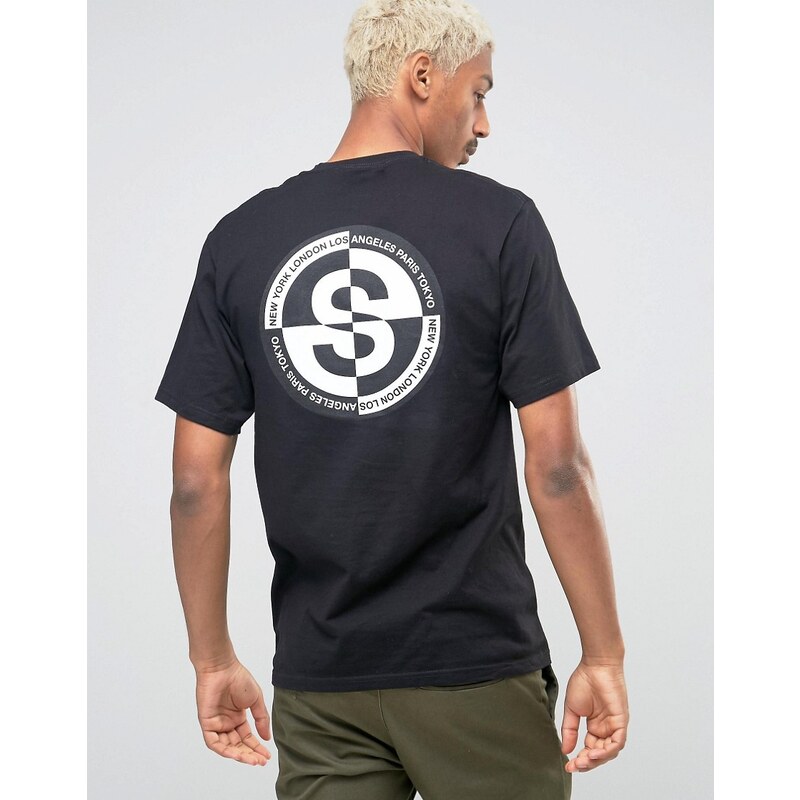 Stussy - T-shirt avec imprimé au dos Tour du Monde - Noir