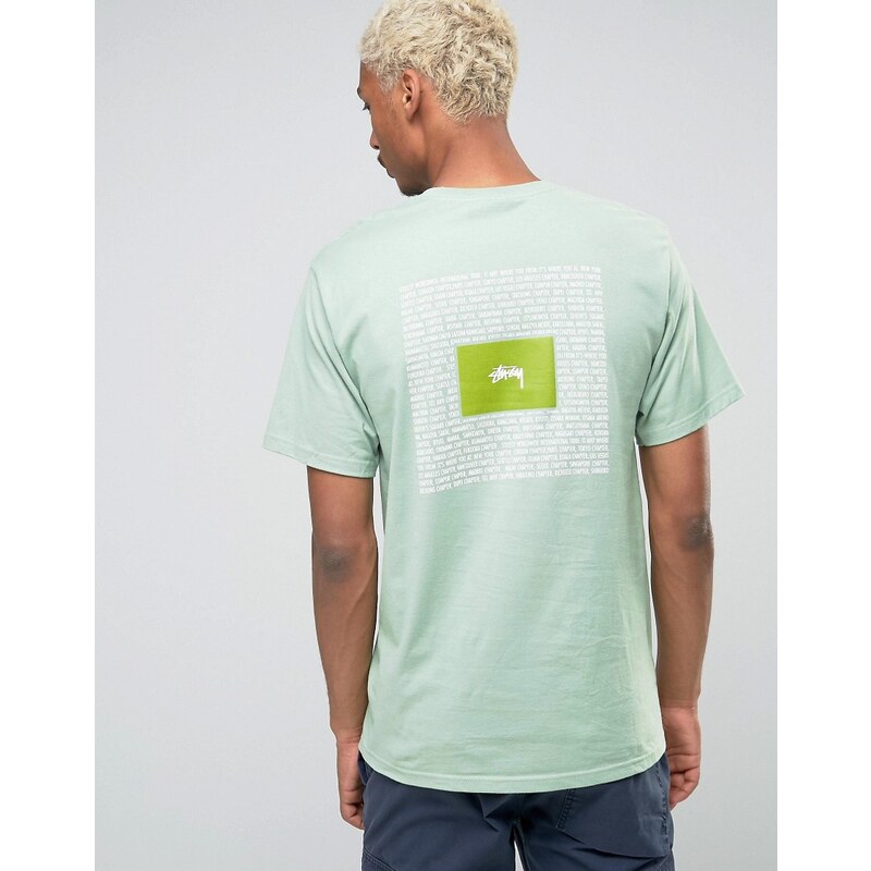 Stussy - T-shirt avec imprimé au dos des différentes localisations Stussy - Vert