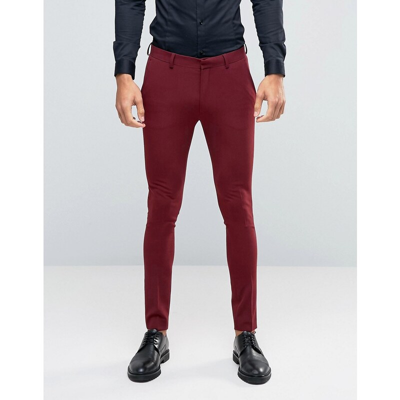 ASOS - Pantalon de costume super skinny - Rouge foncé - Fauve
