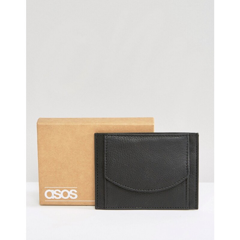 ASOS - Porte-cartes en cuir avec poche monnaie - Noir