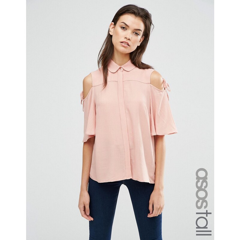 ASOS TALL - Blouse casual avec manches nouées - Rose