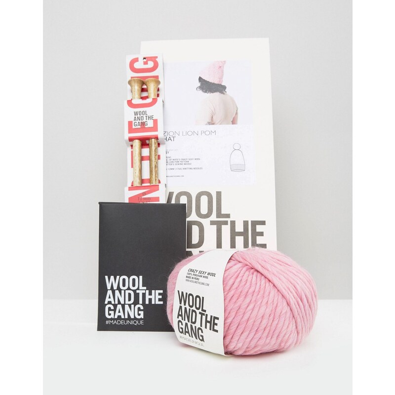 Wool and the Gang Wool & The Gang - Zion Lion - Kit bonnet à pompon à faire soi-même - Rose
