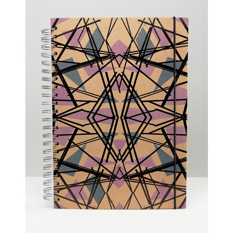 Paperchase - Carnet A4 en papier kraft à spirales avec motifs géométriques - Multi