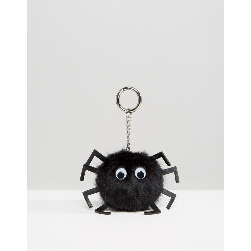 ASOS - Porte-clés araignée d'Halloween à pompon - Noir
