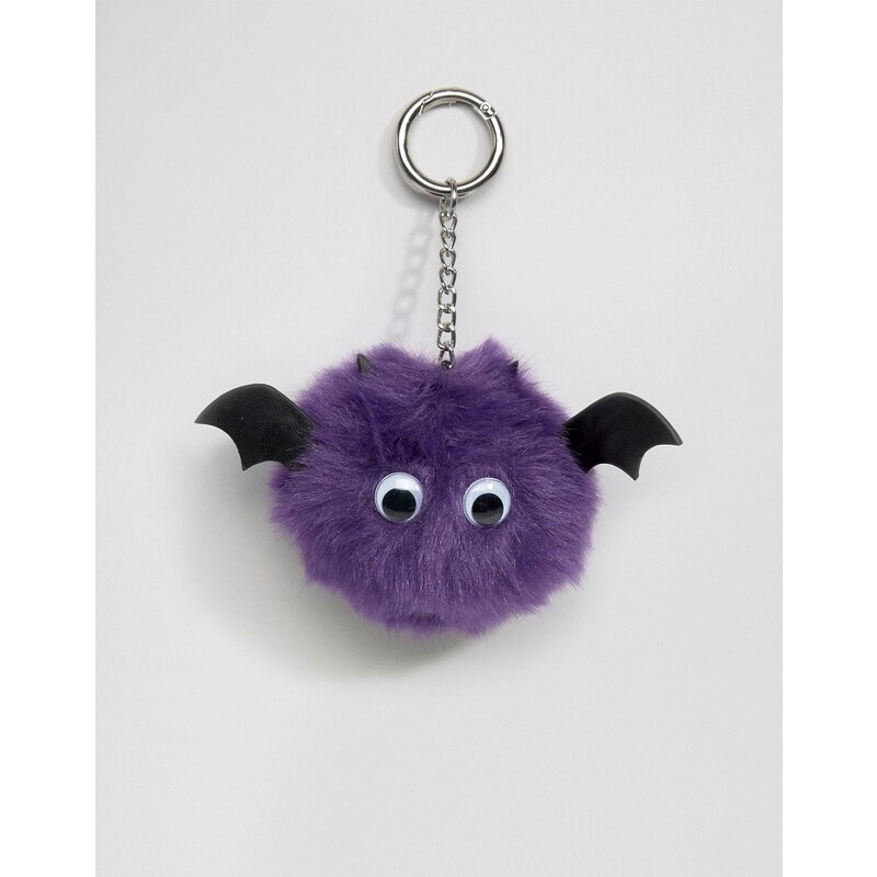 ASOS - Porte-clés chauve-souris d'Halloween à pompon - Violet