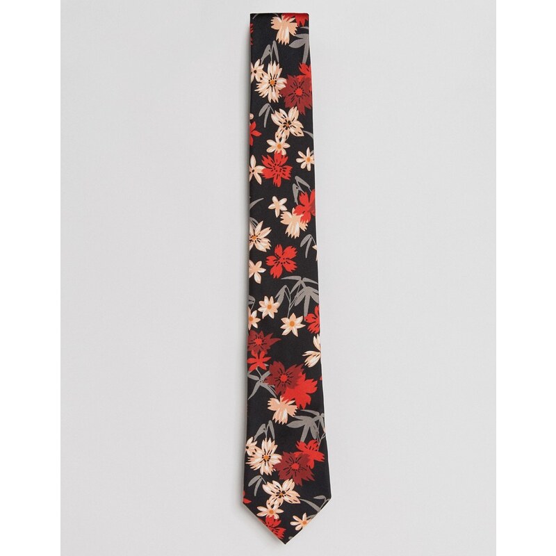 PS By Paul Smith - Cravate à fleurs en soie - Noir