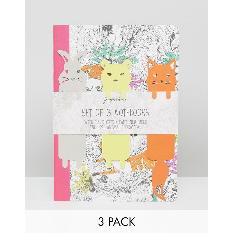 Paperchase - Woodland Tails - Lot de 3 cahiers d'exercice - Multi