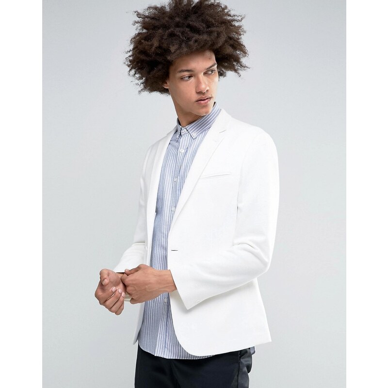 ASOS - Blazer super cintré en jersey - Blanc - Blanc